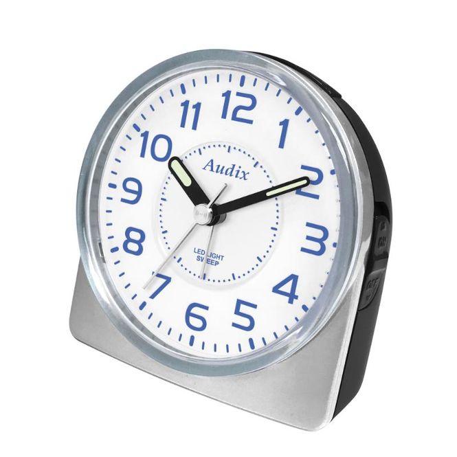 Hovedbilde  Vekkerur RD890B-SP rundt , sølv, LED-lys, stille