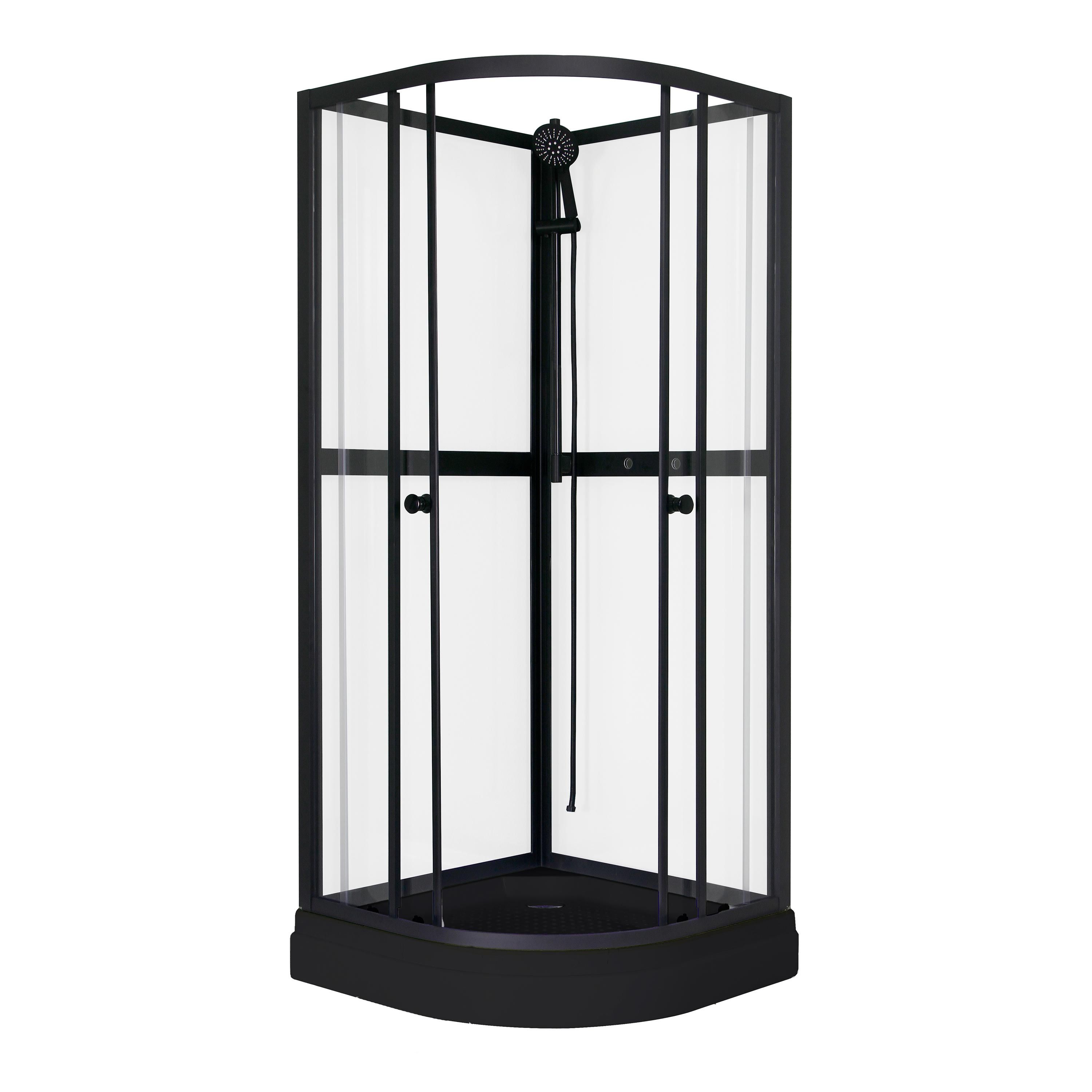 Dusjkabinett Aurora Round sort - 80 x 80 x 195 cm